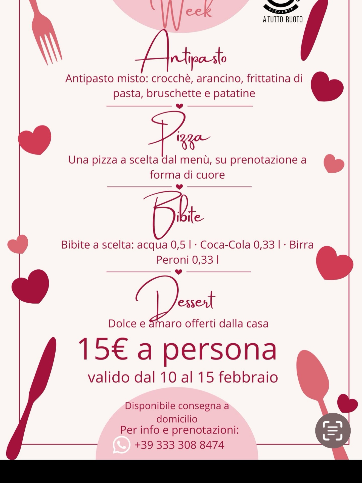 Da oggi e fino a domenica vi aspettiamo per trascorrere insieme la settimana dell’amore🍕💘🍕
🍕Pizzeria a tutto ruoto 
📍via Roma 44 Poggiomarino